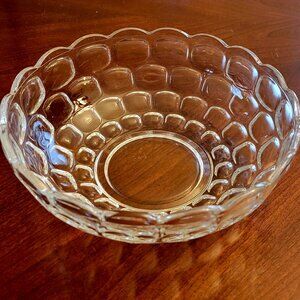 Vintage Federal Glass Yorktown Colonial Thumbprint Serving Bowl, Retro Pressed
